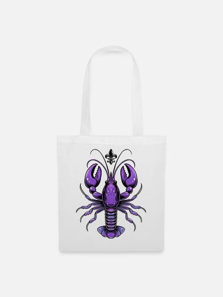 Mardi Gras Languste mit Fleur-de-Lis Design - Stoffbeutel - Weiß