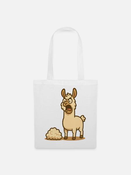 Humorvolle Lama Illustration  - Stoffbeutel - Weiß