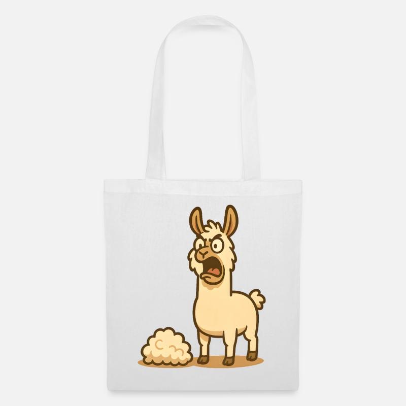 Humorvolle Lama Illustration - Stoffbeutel - Weiß