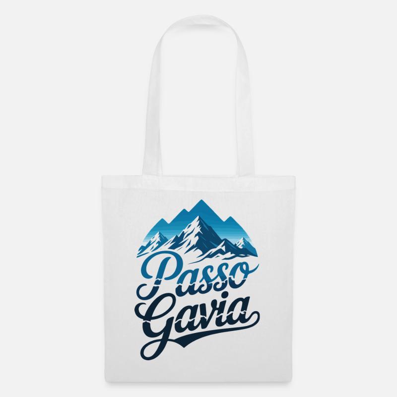Passo Gavia Schrift Schneegipfel Kunst - Stoffbeutel - Weiß