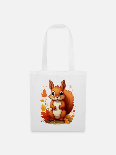 Niedliches Eichhörnchen im Herbst - Stoffbeutel - Weiß