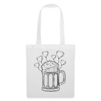 Chope à bière avec ballons en forme de cœur – motif Bayern Linien - Sac en tissu - blanc - Devant