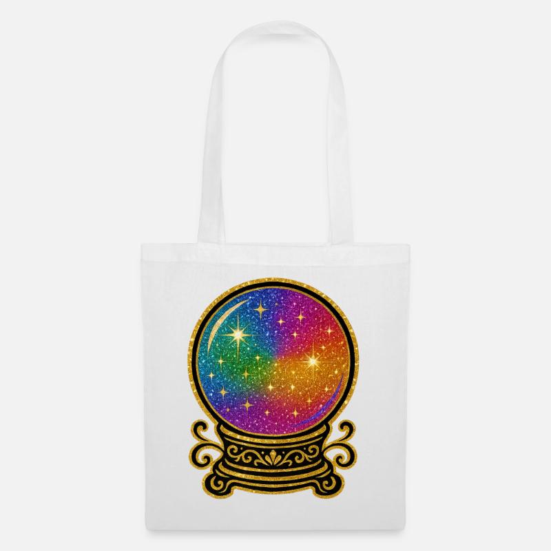 Regenbogen Kristallkugel Glamour | Glaskugel - Stoffbeutel - Weiß