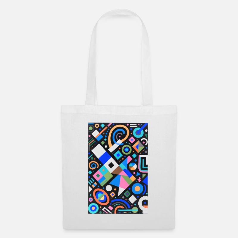 Neon Geometrie Farbmix auf Schwarz - Stoffbeutel - Weiß