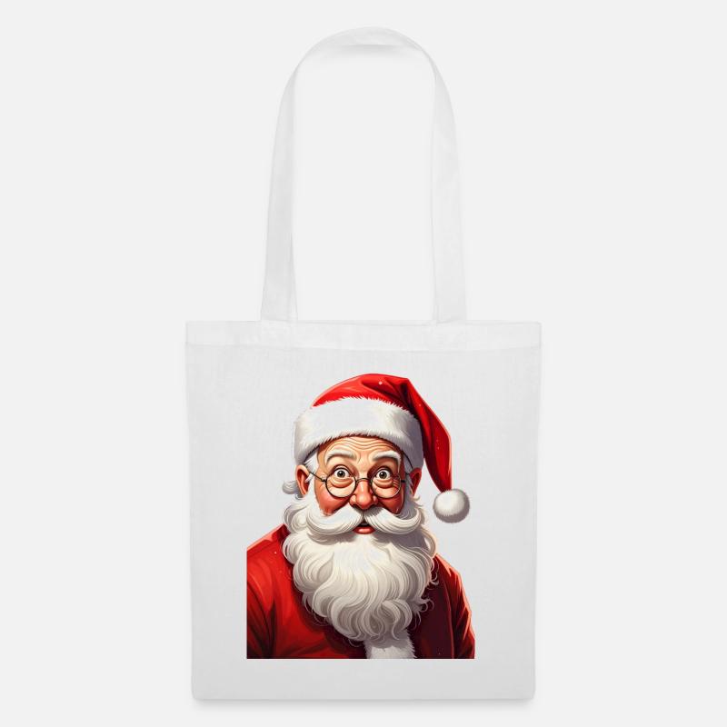 Witziger Cartoon Weihnachtsmann - Stoffbeutel - Weiß