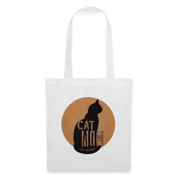 Silhouette de maman chat dans le style vintage - Sac en tissu - blanc - Devant