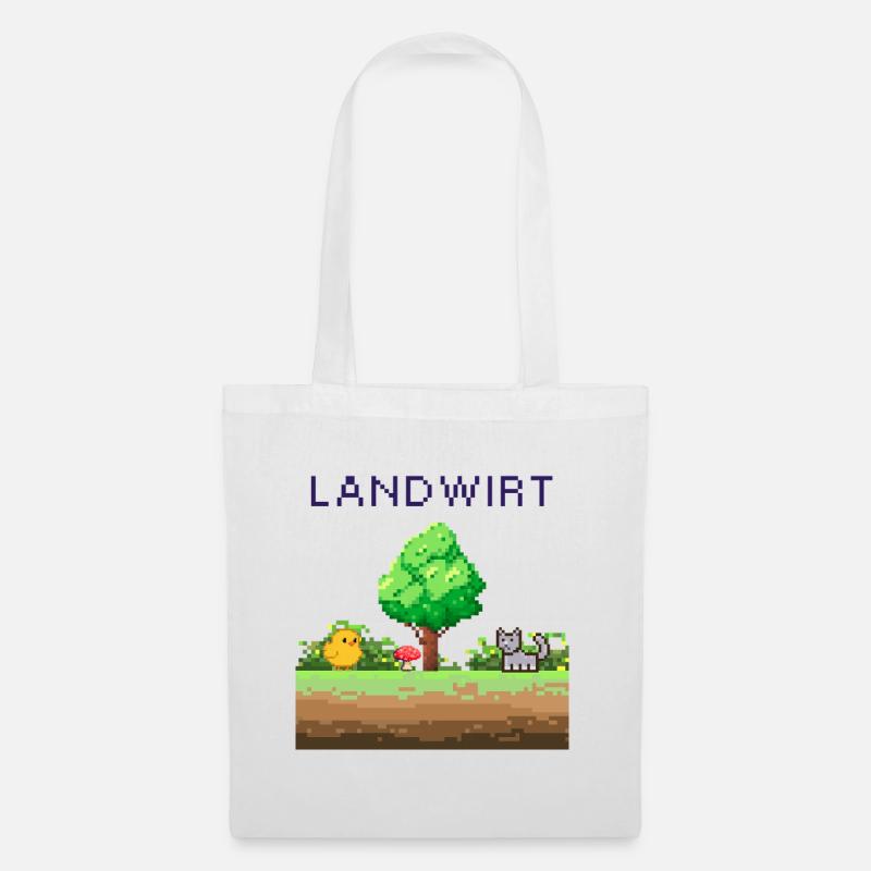 Landwirt Pixelwelt Ländliche Szene - Stoffbeutel - Weiß