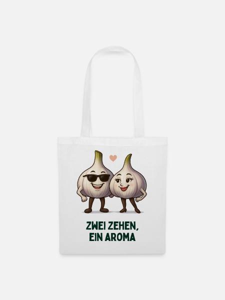 Zwei Zehen, Ein Aroma Knoblauch karikatur - Stoffbeutel - Weiß