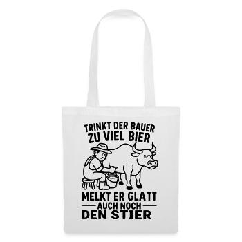 Fermier traiteur de taureaux disant boire de la bière - Sac en tissu - blanc - Devant