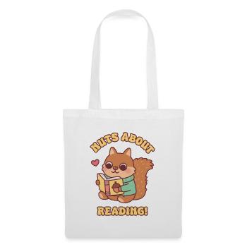 Un écureuil mignon avec un fan de livres pour lire le jeu de mots - Sac en tissu - blanc - Devant