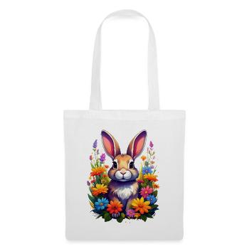 A rabbit or rabbit among colorful flowers - Tote Bag - white - Front