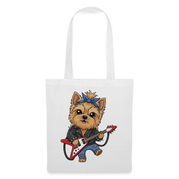 Punk Yorkie with guitar - Tote Bag - white - Front