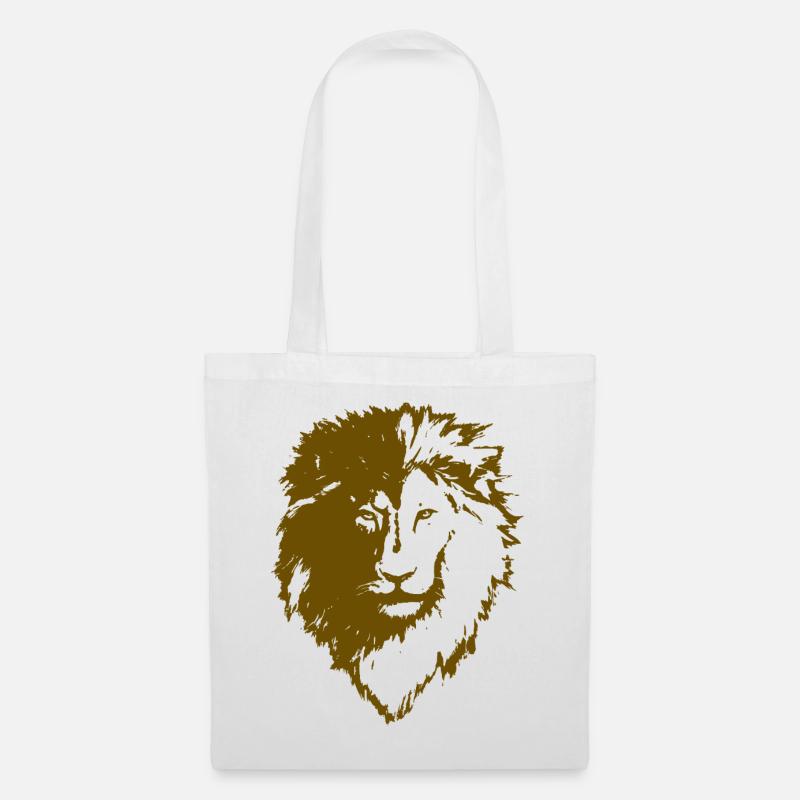 Silhouette de tête de lion ocre - Sac en tissu - blanc