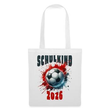 Schulkind 2026 - Fußball - Stoffbeutel - Weiß - Vorne