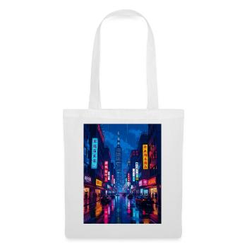 Taipei the capital of Taiwan - Neon Rain Night - Tote Bag - white - Front
