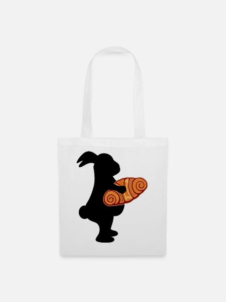 Osterhase Hase Franzbrötchen - Stoffbeutel - Weiß