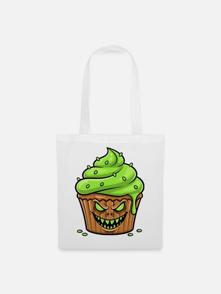 Grusel Cupcake Grün - Stoffbeutel - Weiß