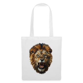 Tête de lion - Sac en tissu - blanc - Devant