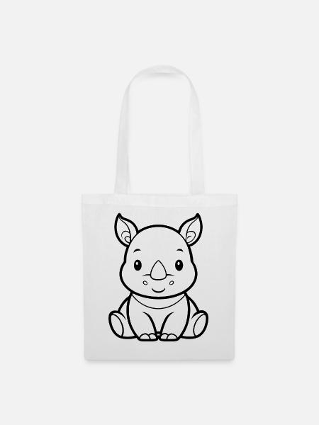 Baby-Nashorn - Stoffbeutel - Weiß
