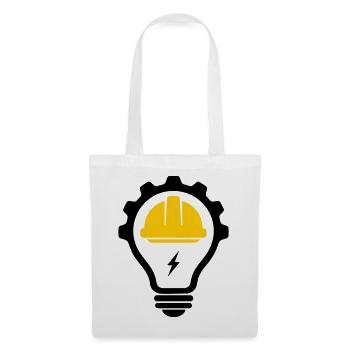 Elektriker Bauhelm Blitz und Glühbirne - Stoffbeutel - Weiß - Vorne
