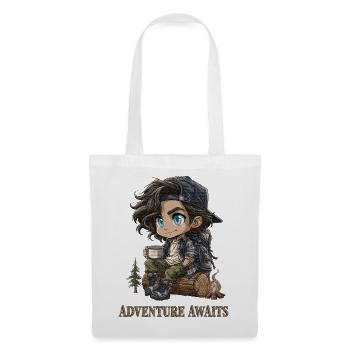 Cadeau d’aventure camping pour randonneurs Chibi - Sac en tissu - blanc - Devant