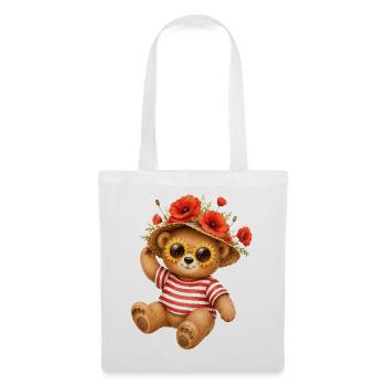 Cute Bear in Summer with Poppies Hat - Tote Bag - white - Front