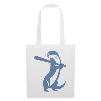 Otter Baseball Silhouette - Tote Bag - white - Front