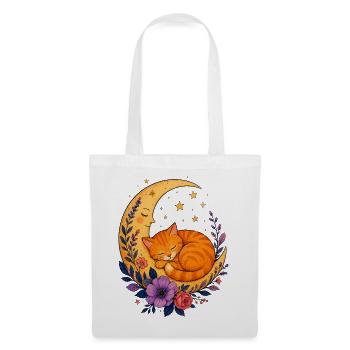 Chat de la Lune dans une Mer de Fleurs - Sac en tissu - blanc - Devant