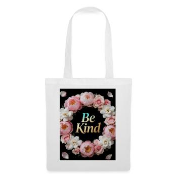 Be Kind Blütenkranz - Stoffbeutel - Weiß - Vorne