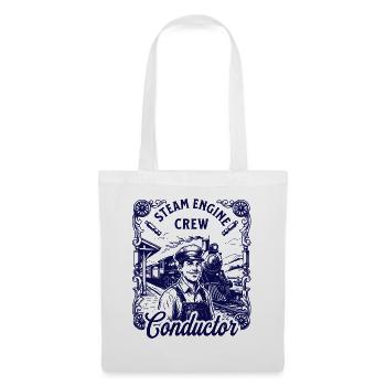 Motif de locomotive à vapeur nostalgique - Sac en tissu - blanc - Devant