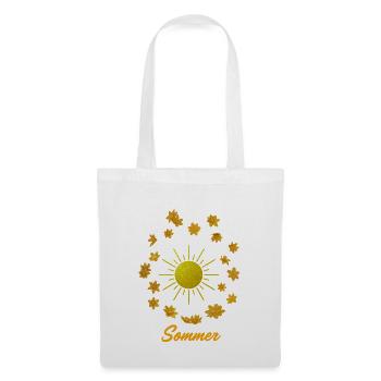 Goldener Sonnenschein mit Blüten - Stoffbeutel - Weiß - Vorne