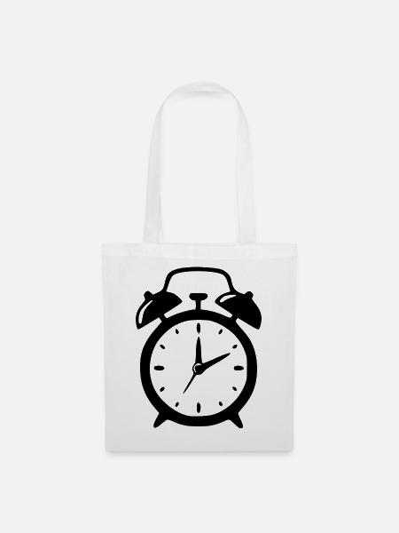 Retro Wecker Geschenk  - Stoffbeutel - Weiß