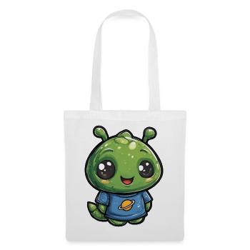 Kleiner Planetenfreund Alien Shirt - Stoffbeutel - Weiß - Vorne