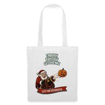 Endlich Weihnachten statt Halloween - Stoffbeutel - Weiß - Vorne