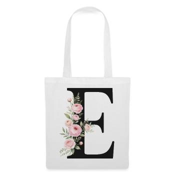 E Buchstabe Monogram Floral - Stoffbeutel - Weiß - Vorne