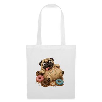 Süßer Pug mit bunten Donuts - Stoffbeutel - Weiß - Vorne
