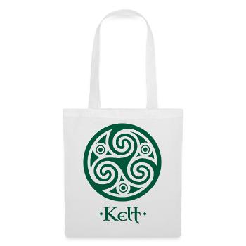 Grünes Triskelion und Schild Kelt - Stoffbeutel - Weiß - Vorne