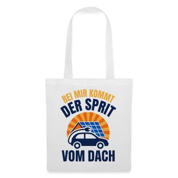 E-Auto Sprit vom Dach - Solar Photovoltaik - Stoffbeutel - Weiß - Vorne