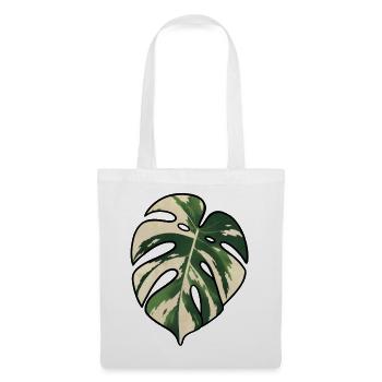 Monstera-Variegated Leaf Silhouette - Stoffbeutel - Weiß - Vorne