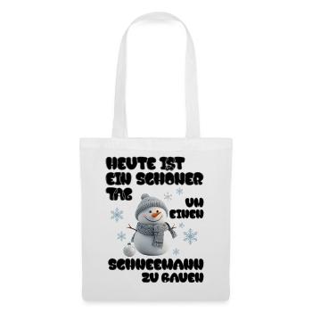 Schneemann Zeit - Snowman Time - Stoffbeutel - Weiß - Vorne
