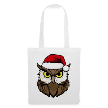 Eulen Weihnachten / Weihnachtsmann Vogel - Stoffbeutel - Weiß - Vorne