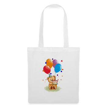 Teddy Bear with Air Balloons Happy Birthday Kids - Stoffbeutel - Weiß - Vorne