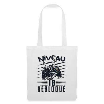Niveau 10 Débloqué | cadeau de joueur - Sac en tissu - blanc - Devant