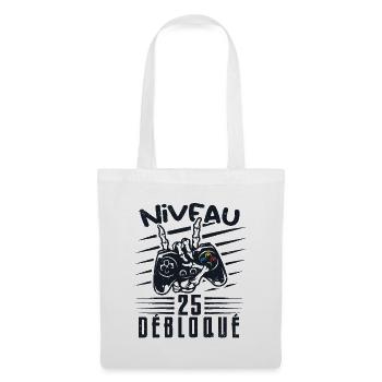 Niveau 25 Débloqué | cadeau de joueur - Sac en tissu - blanc - Devant