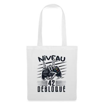 Niveau 42 Débloqué | cadeau de joueur - Sac en tissu - blanc - Devant