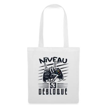 Niveau 53 Débloqué | cadeau de joueur - Sac en tissu - blanc - Devant
