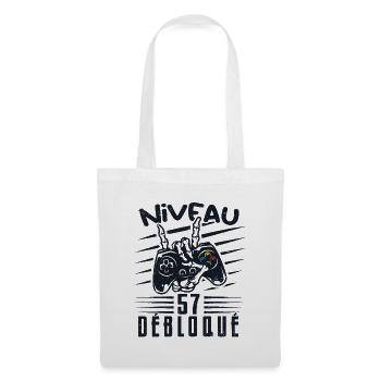 Niveau 57 Débloqué | cadeau de joueur - Sac en tissu - blanc - Devant