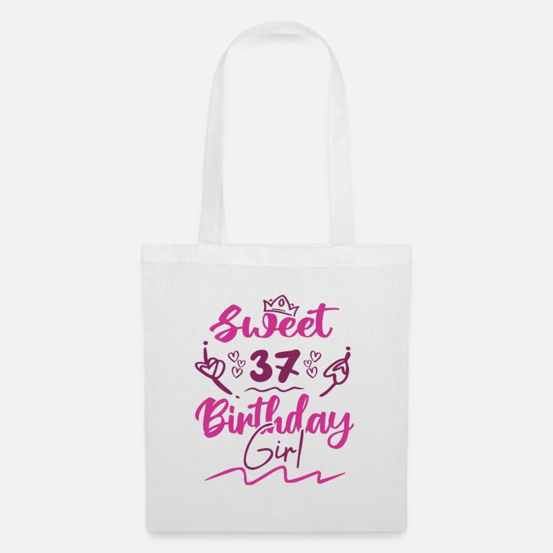 Süßes 37 Geburtstagskind | Geschenk Geburtstag - Stoffbeutel - Weiß
