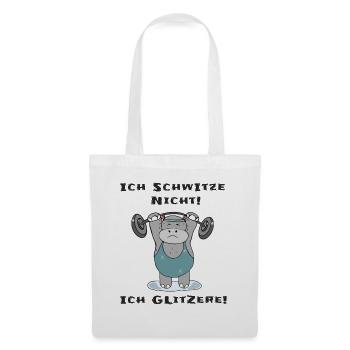 Ich schwitze nicht ich glitzere Dickes Nilpferd - Stoffbeutel - Weiß - Vorne