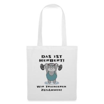 Das ist Herbert wir trainieren zusammen Krafsport - Stoffbeutel - Weiß - Vorne